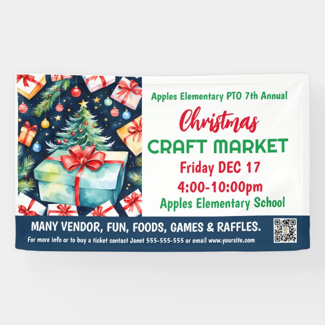Christmas Craft Market PTO PTA Church Banner (Horizontal)