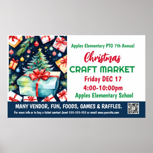Christmas Craft Market PTO PTA Church Banner Poster