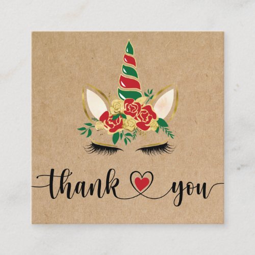 Christmas craft script thank you for your order  square business card