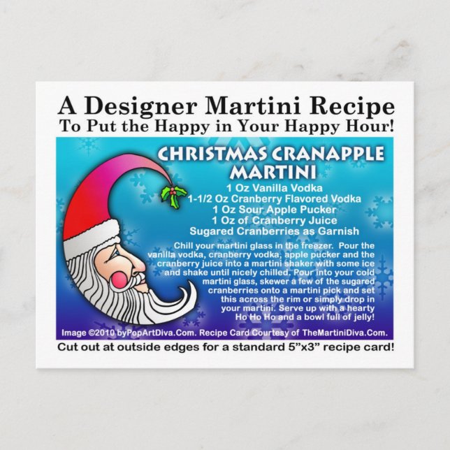 Christmas Cranapple Martini Recipe Postcard (Front)