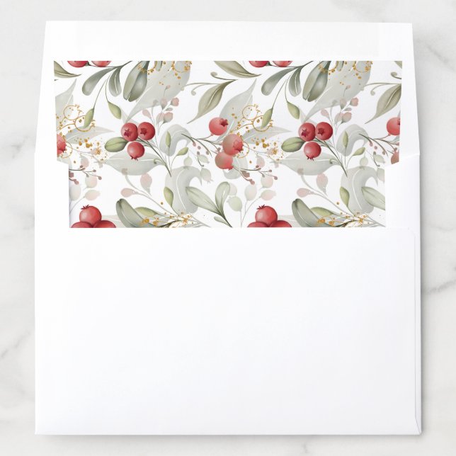 Christmas Cranberries Pattern Envelope Liner (In Envelope)