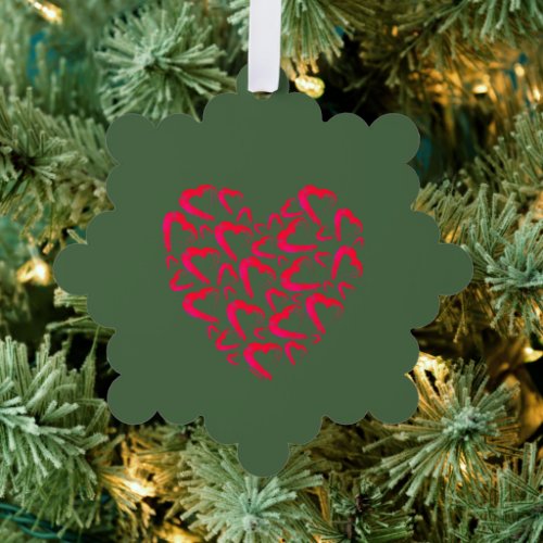 Christmas Cranberry Heart Paper Snowflake Ornament Card