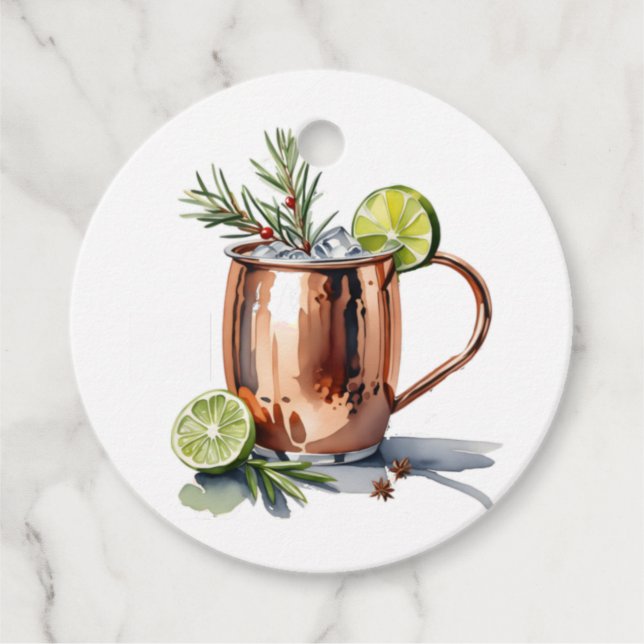 Christmas Cranberry Moscow Mule Cocktail Gift Tag (Front)