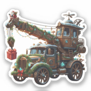 Christmas Crane Truck Sticker