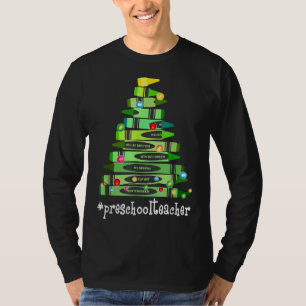 Christmas Crayon Preschool Teacher Tree-Best funny T-Shirt