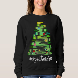 Christmas Crayon Sped Teacher Tree Best  Christmas Sweatshirt