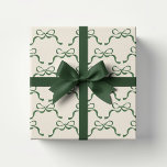 Christmas Cream Modern Holiday Green Bows  Wrapping Paper Sheets<br><div class="desc">***this design is part of a matching collection*** _______________________ this design template is fully editable / customizable by you the customer - click personalize further button if you wish to move, add, delete, or make significant changes to the design _______________________ *if you have any DESIGN questions or need more designs...</div>