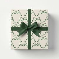 Christmas Cream Modern Holiday Green Bows 