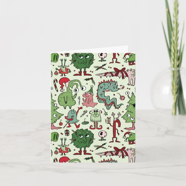 Christmas Creatures and Candy Canes Greeting Card (Front)