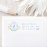 Christmas Crest Deer Monogram Label<br><div class="desc">This Christmas return address label has a Christmas deer design with a blue monogram letter in the middle. You can customize with your name and address.</div>
