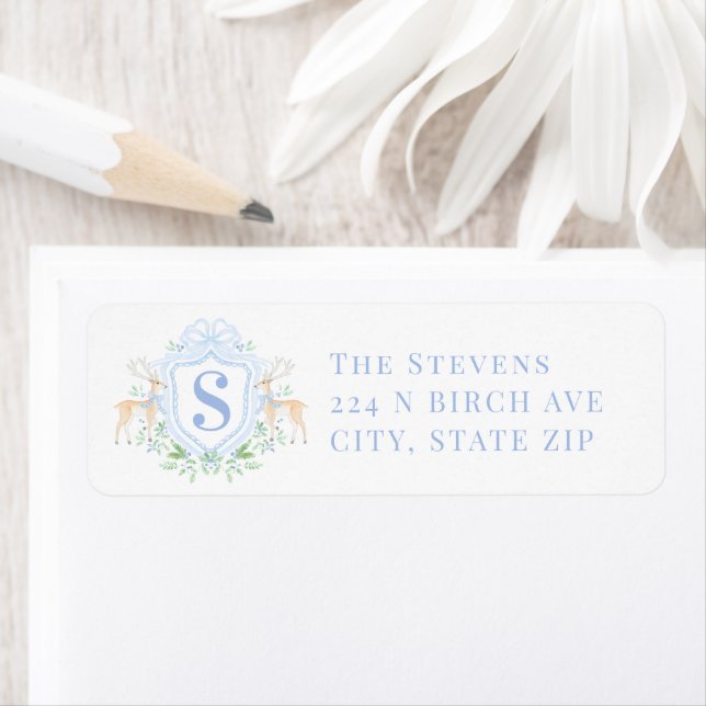 Christmas Crest Deer Monogram Label (Insitu)