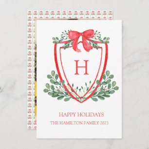 Christmas Crest Monogram Photo Holiday Card