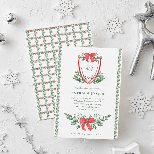Christmas Crest  Whimsical and Colorful Wedding Invitation