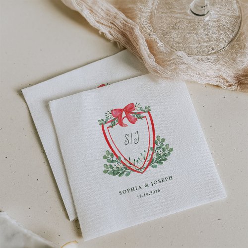 Christmas Crest  Whimsical Holiday Wedding Napkins