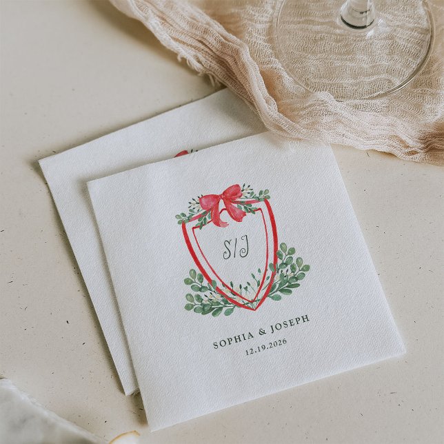 Christmas Crest | Whimsical Holiday Wedding Napkins (Creator Uploaded)