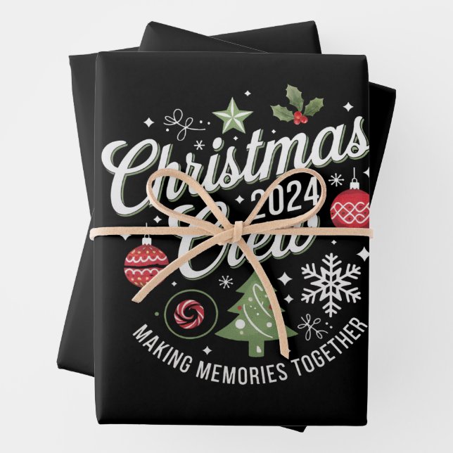 Christmas Crew 2024Family Matching Christmas Party Wrapping Paper Sheets (In situ)
