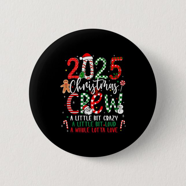 Christmas Crew 2025 Family Christmas Xmas Pajamas  Button (Front)