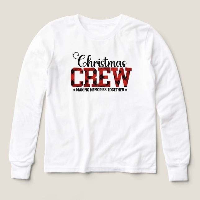 Christmas CREW – Buffalo Plaid Matching Family Tri-Blend Shirts (Design Front)