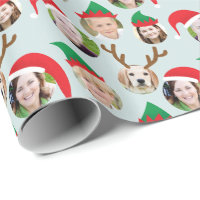 Christmas Crew Custom Six Photo Funny Holiday Gift Wrapping Paper