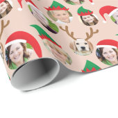 Christmas Crew Custom Six Photo Funny Holiday Gift Wrapping Paper (Roll Corner)