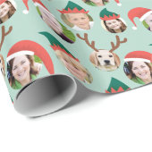 Christmas Crew Custom Six Photo Funny Holiday Gift Wrapping Paper (Roll Corner)