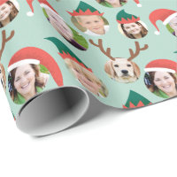 Christmas Crew Custom Six Photo Funny Holiday Gift Wrapping Paper