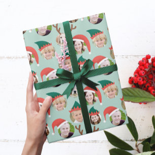 Christmas Crew Custom Six Photo Funny Holiday Gift Wrapping Paper