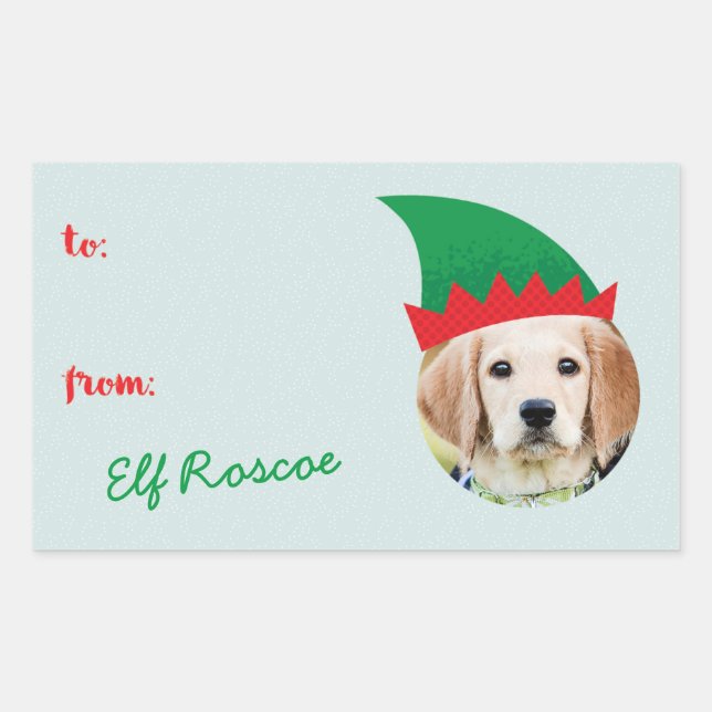 Christmas Crew Elf Hat Photo Holiday Gift Label (Front)
