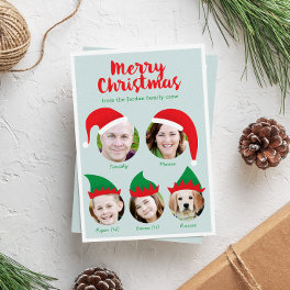 Christmas Crew Family of Five Photo Holiday Card