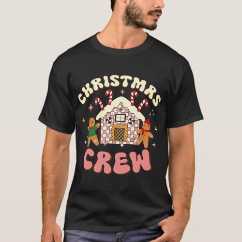 Christmas Crew Gingerbread In Candy House Cute Xma T_Shirt