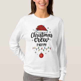 Christmas Crew Momy Santa Hat Matching Christmas T-Shirt