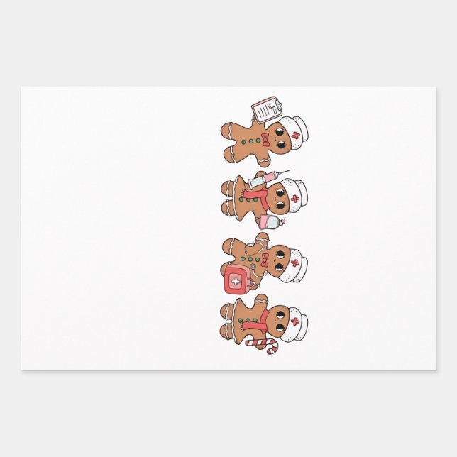  Christmas Crew Santa Gingerbread Nursing Squad  Wrapping Paper Sheets (Front)