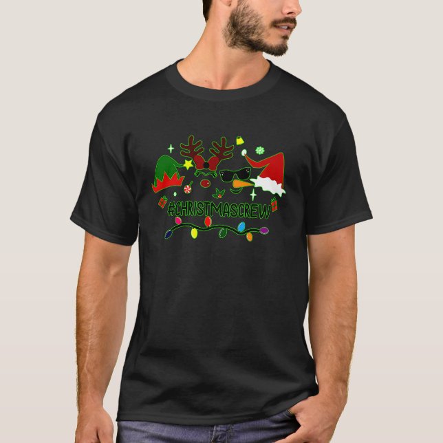 Christmas Crew  Santa Squad Reindeer Snowman Elf T-Shirt (Front)