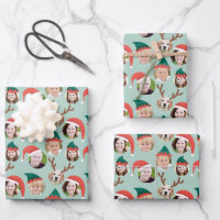 Christmas Crew Six Photo Custom Gift Wrap