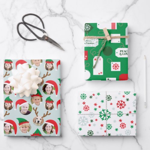 Christmas Crew Six Photo CUstom Wrapping Paper Sheets