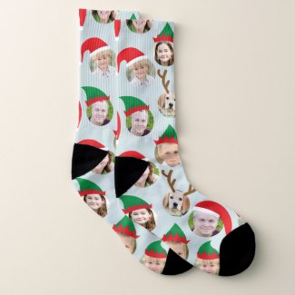 Christmas Crew Six Photo Family or Friends L Gift Socks