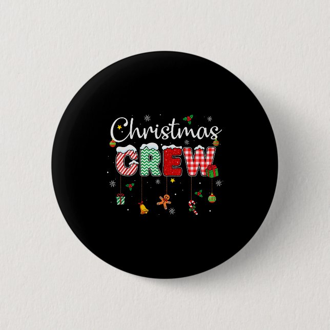 Christmas Crew Xmas Lights Family Matching Pajamas Button (Front)