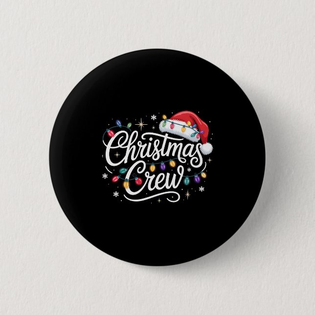 Christmas Crew Xmas Lights Family Matching Pajamas Button (Front)