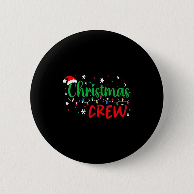 Christmas Crew Xmas Lights Family Matching Pajamas Button (Front)