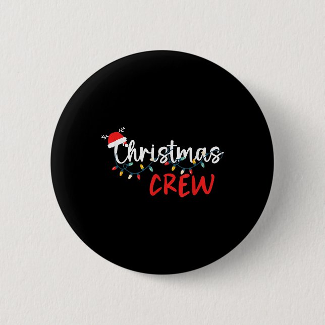 Christmas Crew Xmas Lights Family Matching Pajamas Button (Front)