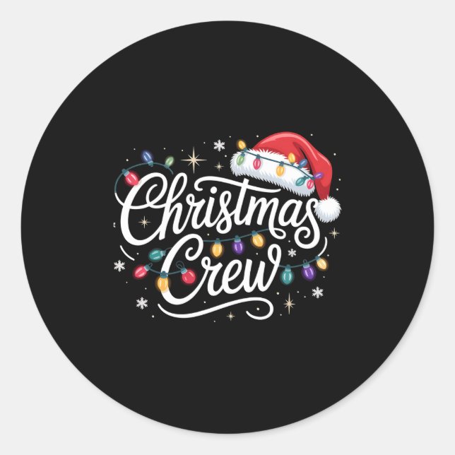 Christmas Crew Xmas Lights Family Matching Pajamas Classic Round Sticker (Front)