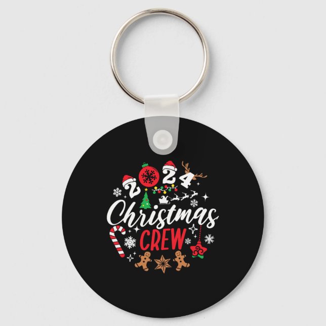 Christmas Crew Xmas Lights Family Matching Pajamas Keychain (Front)