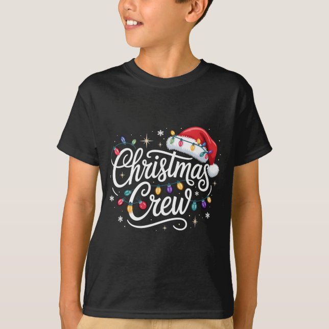 Christmas Crew Xmas Lights Family Matching Pajamas T-Shirt (Front)