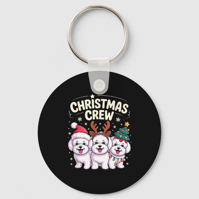Christmas Crew Xmas Puppy Dog Funny Christmas Bich Keychain (Front)
