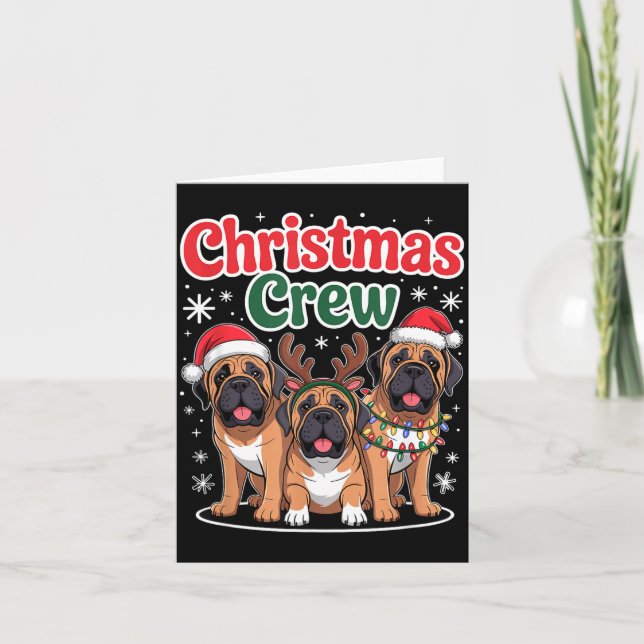 Christmas Crew Xmas Puppy Funny Christmas English  Card (Front)