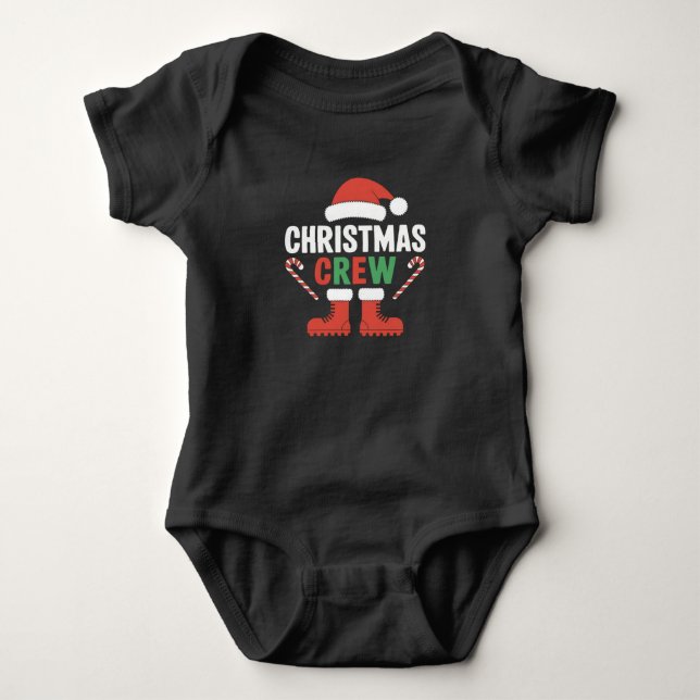 Christmas Crew Xmas Tree Holiday Matching Family Baby Bodysuit (Front)