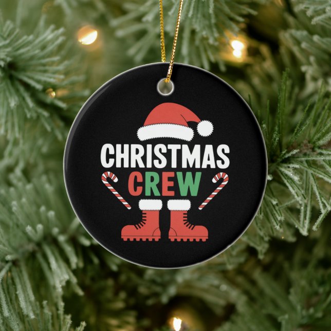Christmas Crew Xmas Tree Holiday Matching Family Ceramic Ornament (Tree)