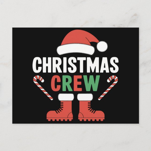 Christmas Crew Xmas Tree Holiday Matching Family Postcard (Front)