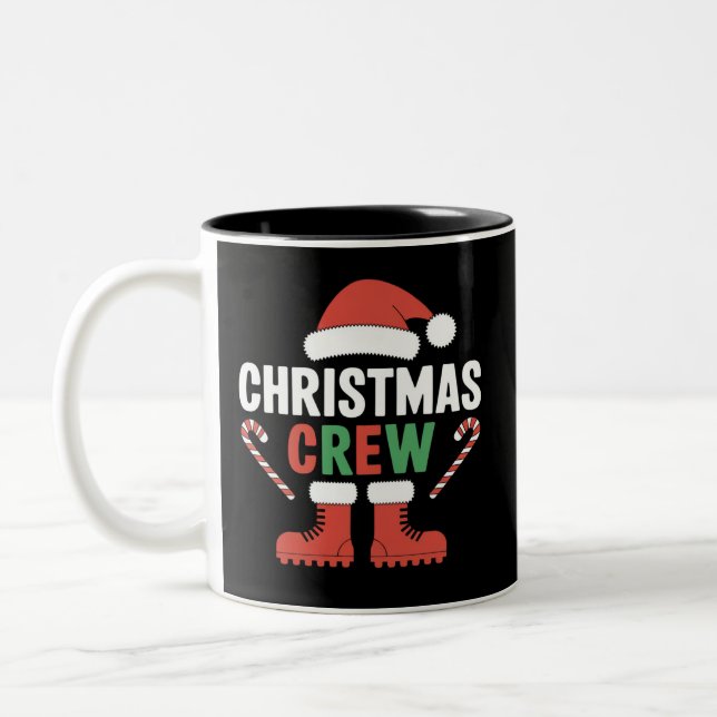 Christmas Crew Xmas Tree Holiday Matching Family Two-Tone Coffee Mug (Left)