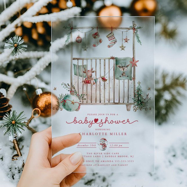 Christmas Crib Acrylic Baby Shower Invite Invitations (Creator Uploaded)